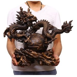 30" Wood Dragon Sculpture